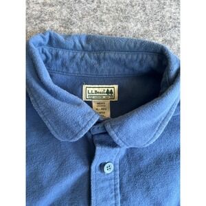LL Bean Chamois Men's XL Shirt Flannel‎ Shacket Button Up Blue Faded Collar MT03